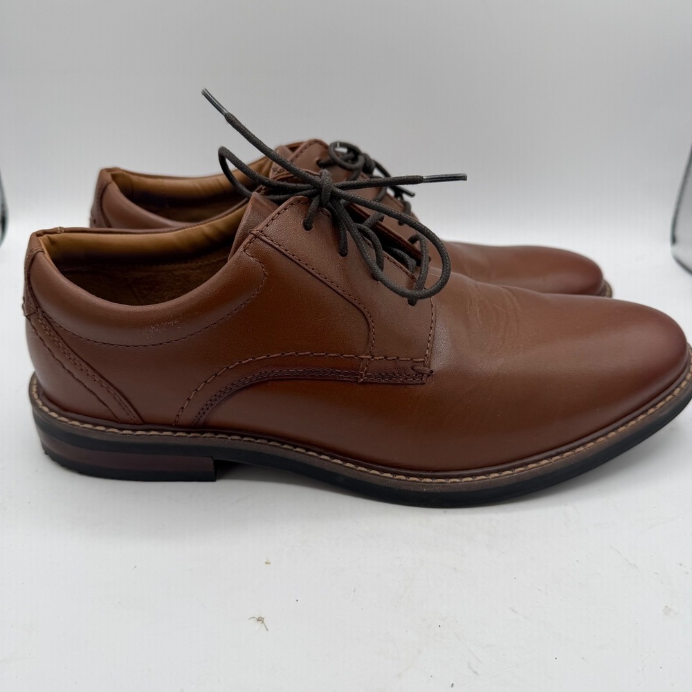 Nunn Bush Derby Shoes Mens 8 Cognac Leather Comfort Gel 84417-221 EUC